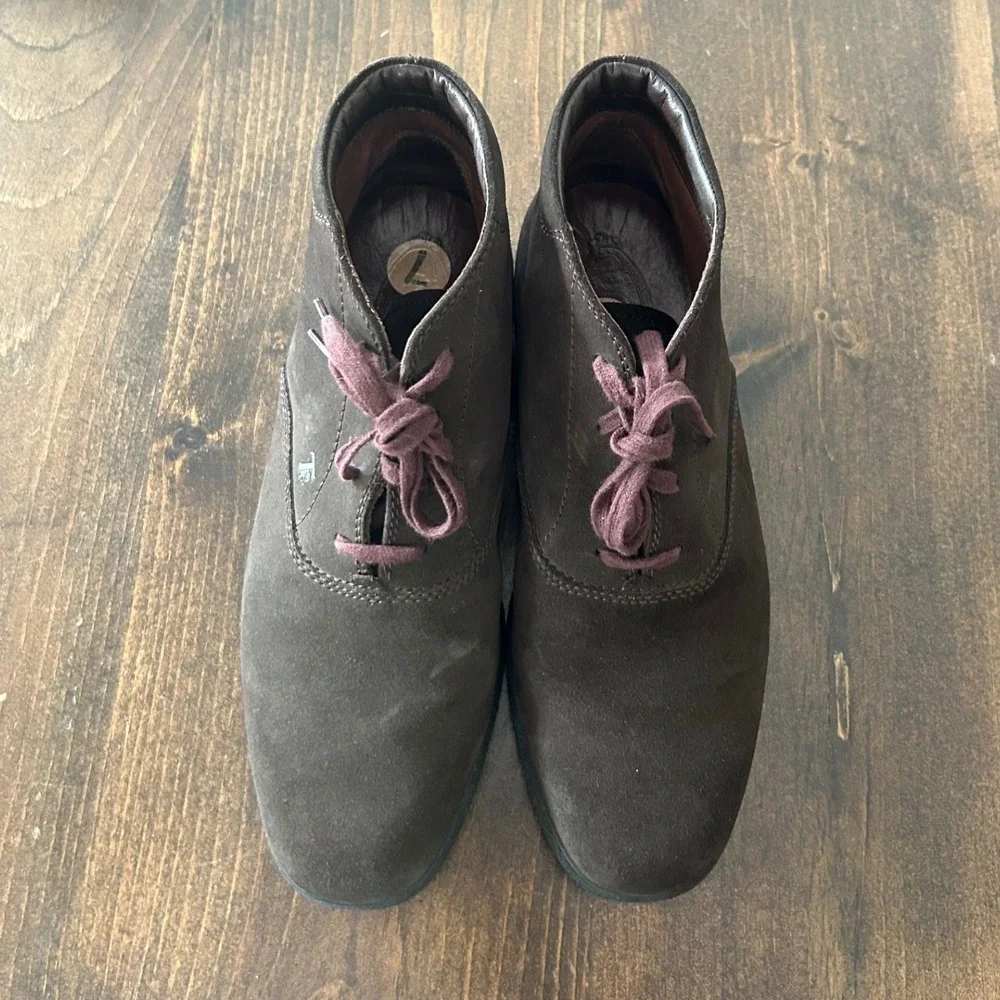 Tod's Chukka Boots Mens 7 Dark Brown Suede Lace Up Italian Leather Desert Luxury